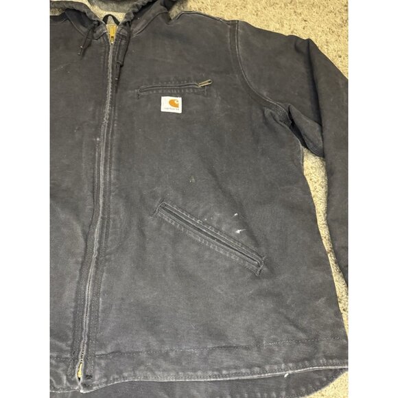 CARHARTT Washed Gray Duck Sherpa Lined Jacket Hoodie Outdoor Utility Workwear XL - Picture 6 of 15